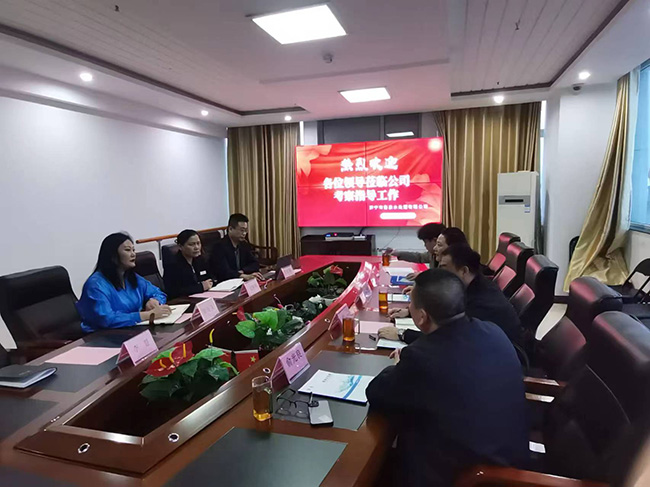 區(qū)衛(wèi)生健康專業(yè)委員會各位領導蒞臨公司進行助企創(chuàng)新攀登座談